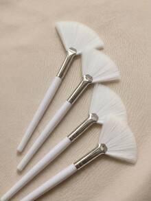2/4/10/15/20 Pcs White Soft Fan Brush, Suitable For Facial Care - Perfect For Peel-Off Masks And Basic Facial Skincare Contour Brush, Blush Brush, Bronzer Brush, Powder Brush, Foundation Brush, Blush Brush - White - View 5