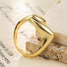1pc Minimalist Double Eye-Shaped Glossy Open Ring, Suitable For Women's Daily Wear - Silver - View 4