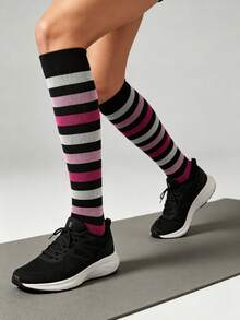 5/1 Pairs Unisex Multi-Color Striped Professional Sports Compression Socks Suitable For Running, Cycling, Hiking, And Long Standing - Multicolor - View 3