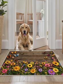 1pc Outdoor Non-Slip Patterned Floor Mat, Indoor Carpet, Bathroom Mat, Kitchen Mat, Decorative Rug, Multi-Functional Hallway Mat, Soft And Comfortable, Easy To Clean, Suitable For Indoor And Outdoor Entryways, Bedroom, Home Decor - Multicolor - View 7