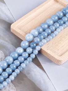 1 Strand Natural Stone Blue Aquamarine Loose Diy Beads For Diy Various Bracelets Jewelry Making Keychain Making Supplies 4 6 8 10mm - Baby Blue - View 6