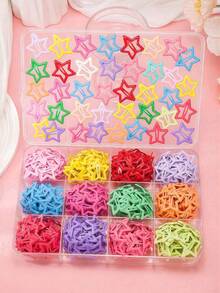 25/50/80 piezas de pinzas para el cabello con forma de estrella de colores aleatorios, accesorios para el cabello estilo Y2K para niñas para uso diario y fiestas, regalo de cumpleaños, regalo de Navidad - Multicolor - Ver 2