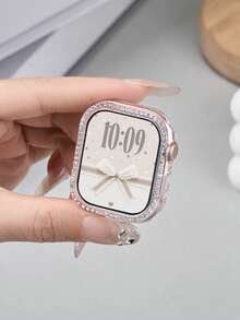 1 buah Pelindung Layar Kaca Tempered Ultra Tipis 2-in-1 Transparan Unisex dengan Hiasan Berlian Imitasi Berkilau, Kompatibel dengan Apple Watch 40/41/42/44/45/46/49mm, Kompatibel dengan Apple Watch Series Ultra/SE/11/10/9/8/7/6/5/4 - Clear - View 5