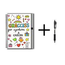 1套可愛手繪風螺旋線圈筆記本+筆組，「GRACISS Por Ayudarme A CRECER」文字配彩色圖案，充滿童年魅力。適合返校、工作、學習等場景，可用作日記、日誌、備忘錄。畢業禮物、生日禮物的絕佳選擇，100頁滿足多樣書寫需求。 - L - 查看 4