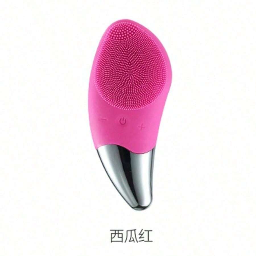 New Rechargeable Silicone Cleanser Electric Face Wash Instrument Introducer Mini Waterproof Ultrasonic Pore Cleaner - BR1020 Rechargeable Red - View 1