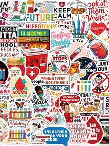 50PCS Fun Blood Collection Sticker Aesthetic PVC Laptop Sketchbook Stationery Decoraction Scrapbooking Supplies School Supplies - 1 Set - View 1