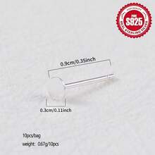10pcs Pure Silver S925 Flat Stud Earrings And Earring Bases, Can Be Glued With Beads And Ear Pendants, Jewelry DIY Accessories Material Kit - Silver - View 6