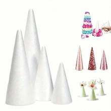 1pc Large White Solid Foam Cones, Art Conical Handmade DIY Holiday Supplies, PS (Polystyrene) Foam Christmas Birthday Scene Arrangement, Event Ornaments, Conical Accessories, Home Decoration, - Foam - View 1