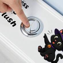 1/4pcs Halloween Cartoon Ghost Push-Down Flush Indicator Toilet Sticker, Removable Self-Adhesive Waterproof PVC Sticker, Suitable For Bathrooms, Toilets, Tank Covers, Or Home Decor - Toilet Stickers - View 6