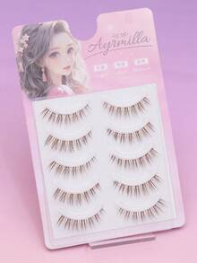 Brown Natural Thin Eyelash Clusters, Soft Lightweight Segmented DIY False Eyelashes, Reusable Natural Look Daily Makeup Eyelash Clusters - 棕色 - 查看 4