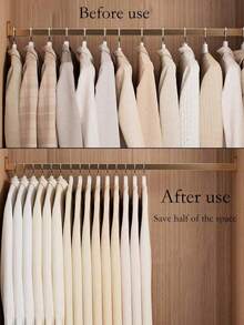 10/5pcs New Plush Hanger Set, Home Closet Sorting Hangers, Non-Slip No-Mark 2-In-1 Hangers For Closet, With Clips To Hang Tops, Skirts Or Pants, Plush Surface Effectively Prevents Slipping And Protects Clothes - Multicolor - View 6