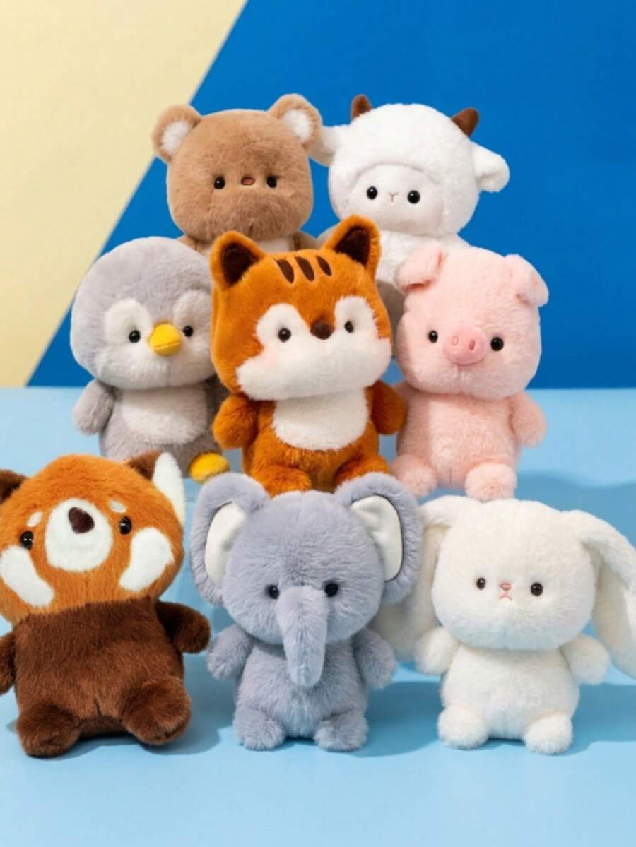 Juguetes de peluche con diseños de animales lindos, adecuados para niñas, niños, Navidad, San Valentín, regalos para novio, decoración del hogar para fiestas de cumpleaños, que incluyen elefante, ardilla, conejo, oveja, oso, pingüino, mapache, muñecos de peluche de cerdo, regalos de cumpleaños, marionetas para niños, regalos del Día del Niño, regalos de cumpleaños, recuerdos para fiestas - Multicolor - Ver 1