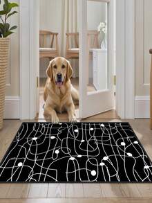 1 pieza Alfombra de piso antideslizante con patrón para exteriores, alfombra interior, alfombra de baño, alfombra de cocina, alfombra decorativa, alfombra multifuncional para pasillo, suave y cómoda, fácil de limpiar, adecuada para entradas interiores y exteriores, dormitorios, decoración del hogar - Blanco y Negro - Ver 7