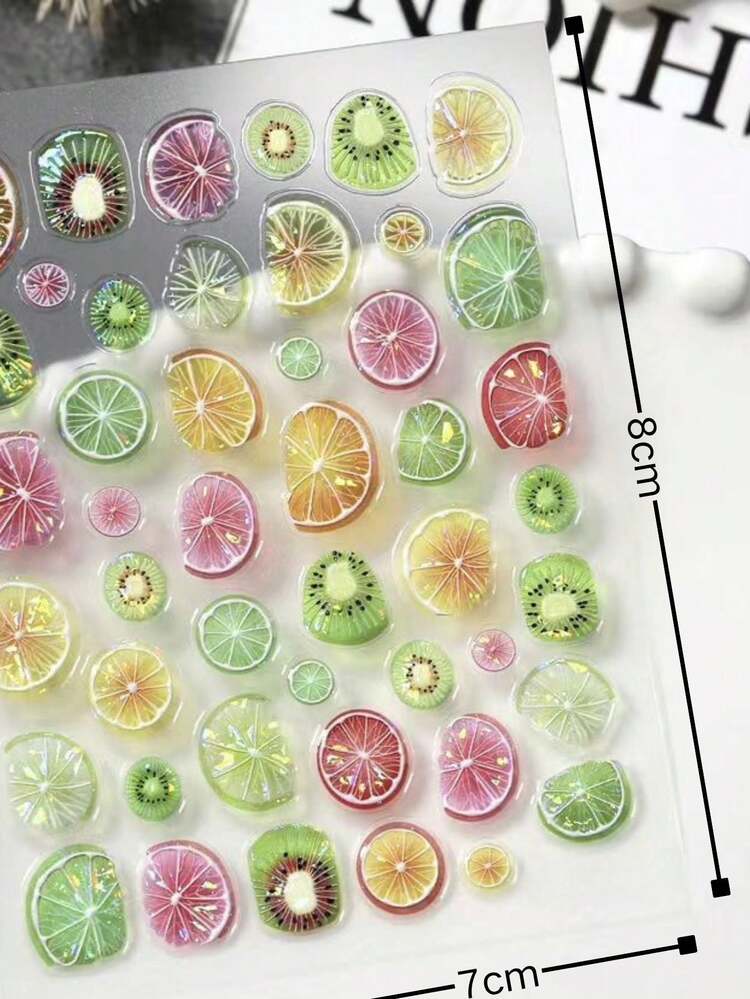 1片夏季清新水果切片貼紙，INS風檸檬、奇異果、葡萄柚裝飾貼紙，可用於相機、水杯、平板、筆記本裝飾，手工裝飾工具，百搭夏季氛圍裝飾貼紙 - 夏日清新水果切片 - 查看 6