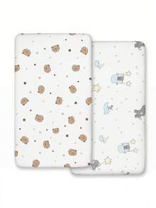 2pcs Soft Comfortable Breathable Baby Animal Pattern Fitted Sheets (39.37*23.62) Inch, (47.24*23.62) Inch, (51.96*28.34) Inch - Multicolor - View 16