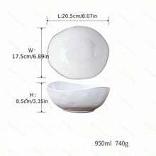 1pc /3pcs Klin White Color Japanese Ceramic Bowl, Deep Irregular Noodle Ramen Bowl Creative Tableware For Home Or Restaurant - White - View 7