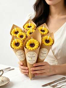 2pcs Sunflower Scented Candle Silicone Mold, Handmade Sunflower Plaster Ornament Soap Resin Silicone Mold, Candle Making - Heart-shaped Sunflower Silicone Mold - View 5