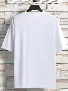 Camiseta de manga corta para hombre,  con cuello redondo, estilo casual, versátil, con logotipo estampado, moda americana primavera/verano 2026 - Blanco - Ver 2