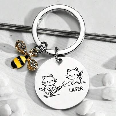 Cute Stainless Steel Keychain, Sturdy Fashionable And Durable, Adorable And Warm Design, Loved By Pet Owners, Soft And Pretty For Daily Wear, Pair With Collar To Create Cute Pet ID Tag