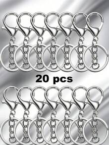20/50/100pcs Heart-Shaped Swivel Clasp Keychain - Colorful Metal Spring Snap, Suitable For DIY Crafts, Jewelry, Lanyards And Accessories, Zinc Alloy Lobster Claw - Silver - View 36