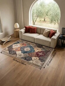 1pc Multi-Color Moroccan Style Living Room Rug. Suitable For Kitchen, Dining Room, Bedroom, Room Holiday Decor, Indoor/Outdoor, Office, Lobby, Non-Slip Doormat, Bathroom Rug, Hallway, Study Gaming Area Rug. - Multicolor - View 19
