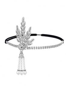 1 pieza D EXCEED Diadema de Flecos con Strass y Perlas Estilo Flapper del Gran Gatsby, Tocado de Disfraz Art Decó de los Años 20 para Fiesta, Boda y Cosplay - multicolor - Ver 16