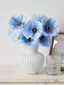6/12件 DIY 人造花，家居婚禮派對裝飾桌花，絲花，適用於頭飾與拖鞋 - 薄荷藍 - 查看 4