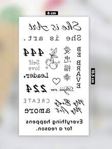 女性勵志文字臨時紋身貼紙，極簡手指與手部紋身貼花，含字母、數字、符號與美學金句 - 黑色 - 查看 5