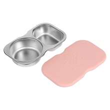 Meoky This Stainless Steel Double-Compartment Snack Box With A Lid Is A Reusable Food Storage Container Suitable For Storing Dipping Sauces, Fruits, Nuts, Sauces, Snacks, And Meal Preparation. - Pink - View 8