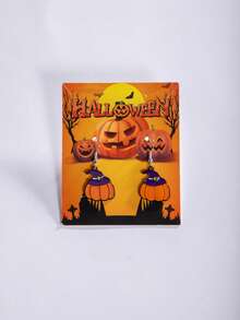 imoli 1 Pair/Punk Sweet Cool Style Acrylic Hollow Pumpkin Halloween Hat Ghost Spider Web Earrings Suitable For Women Halloween Party, Cosplay, Ghost Festival Eye-Catching Funny Accessories (Size Is Accessory Size) - Multicolor - View 7