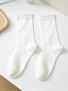 4 Pairs Solid Color Mid-Calf Socks, Preppy Casual Soft Comfortable Women's Mid-Calf Socks, Suitable For Daily Wear, Versatile And Practical (1/2/4 Pairs) - Multicolor - View 7