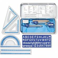 STAEDTLER 10-Piece Math Set With Metal Compass, 6" Ruler & Triangle Squares, 45° & 30/60° Set Squares, Alphabet Stencil - Measuring Tools - 10 Piece Set (Plastic Case) - View 2