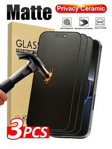 MSRI 3pcs Ceramic Matte Privacy Screen Protector, TPU Soft Film, Shock-Absorbing Layer, Anti-Scratch, Anti-Impact, Privacy Protection, Matte Frosted Layer, Anti-Fingerprint, Hydrophobic, Oleophobic, Compatible With IPhone Ultra/18 Pro Max/18 Pro/18/17E/17 Pro Max/16 Pro Max/15 Pro Max/14 Pro Max/13 Pro Max/12 Pro Max/11 Pro Max/17 Pro/16 Pro/15/14/13/12/11 And Other Series. - Black - View 18