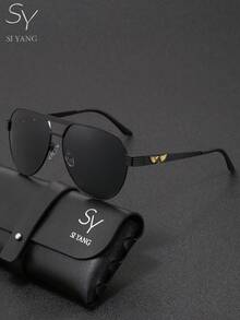 SY SI YANG Marke 1 Paar Herren & Damen Metall Lässig Aviator Rahmen Mode Mode Brille, geeignet für Urlaub, Ausflüge und Outfit-Kombinationen, vielseitige Mode-Stil Brille für den Alltag, mit exquisiter Brillen-Aufbewahrungstasche und Reinigungstuch - A - Übersicht 4