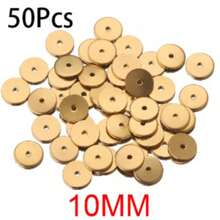 50入不鏽鋼扁圓盤隔珠 4mm-10mm 空白圓形散珠 珠孔1.2mm DIY珠寶配件隔珠 - 金黃色 - 查看 8