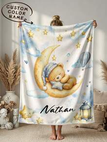 1pc Customized Name Blanket, Personalized Bed Blanket, Can Print Name, Personalized Blanket, Cute Blanket, Comfortable Blanket, Family Gift, Birthday Gift, Christmas Gift, Personalized Gift, Gift For Son/Daughter, Gift For Friend - Style 4 - View 1