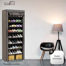 HOMEASY - Minimalist Shoe Rack Closet Multifunctional Assembled Organizer/Shoe Storage (Gray, 9 Tiers) This Assembleable Shoe Rack Is Gray In Color - Cafe - View 11
