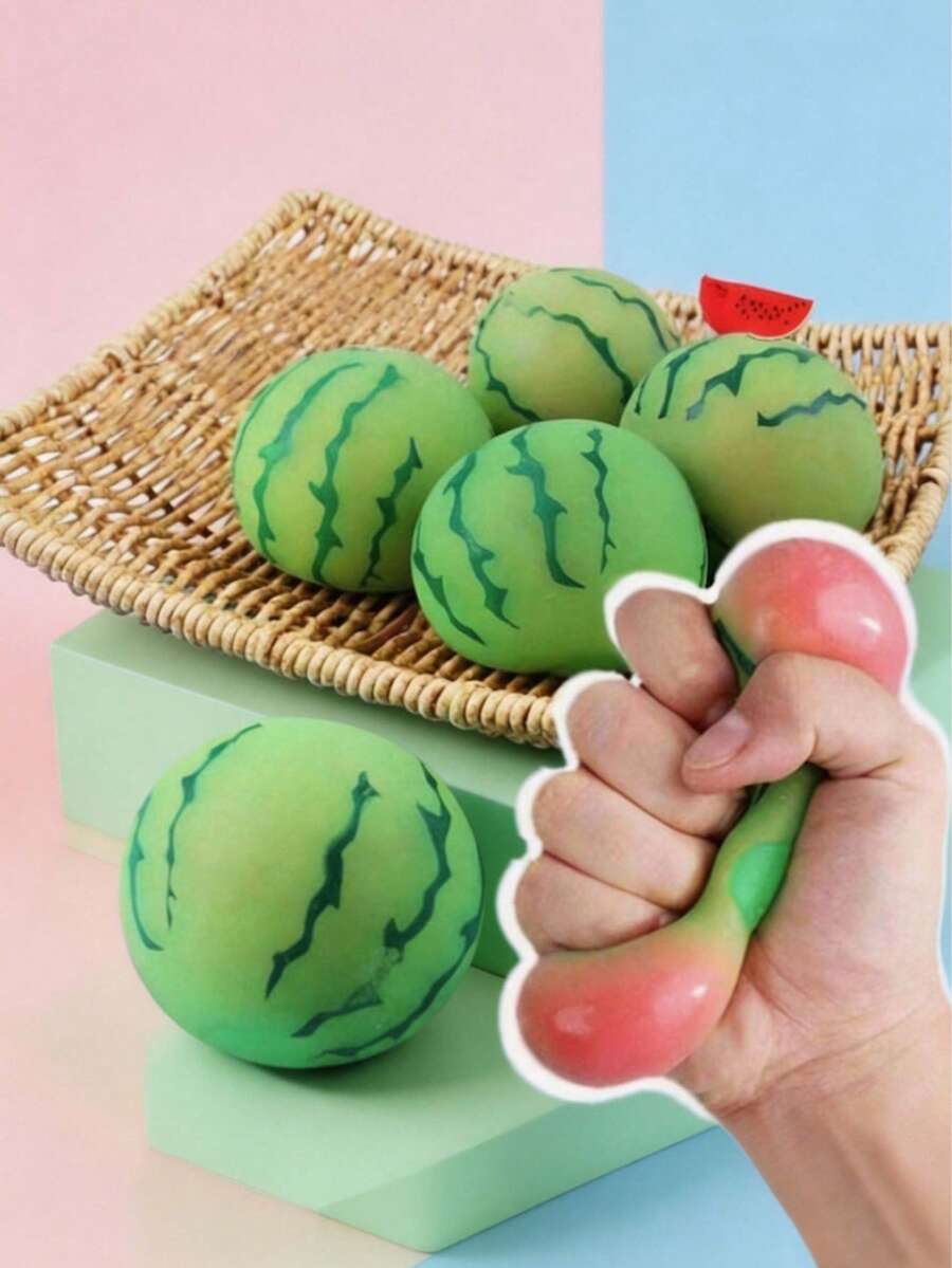 1 Peça Bola de Estresse Squishy em Formato de Melancia Vermelha Realista, Alívio Silencioso da Ansiedade, Brinquedo Sensorial Portátil de Vibração e Descompressão, Melhorador de Humor Calmante, Presente Ideal para Feriados, para Crianças