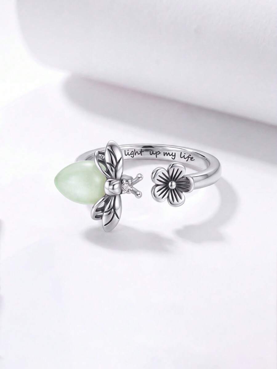 1pc Floral Companion Firefly Ring, Multiple Sizes Available, Suitable For Women, Ideal Gift For Dating