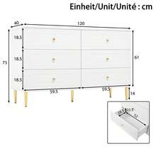 Sideboard, Chest Of Drawers With 6 Drawers, Oval Compartments, Metal Legs, Modern Storage Furniture For The Living Room. - 白色 - 查看 12