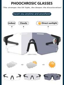 1 Pair Outdoor Sports Photochromic Glasses, Day And Night Use, Unisex Cycling Windproof And Dustproof - Multicolor - View 7