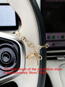 Creative Alloy Butterfly Car Decorative Pendant, Car Hanging Ornament, Car Steering Wheel Pendant, Car Interior Accessory, Meaningful Holiday Gift. - Bow - View 4