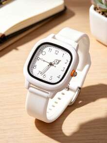 1 Set/1 Piece Women's Three-Color Square Dial Silicone Quartz Watch Set - Versatile Casual Accessory & Birthday Gift - Brown - View 7