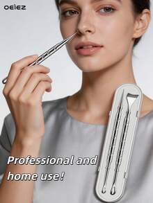 OEIEZ Portable Double Head Blackhead Remover Stainless Steel Pore Scraper Deep Cleansing Tool For Face Nose Skin Care - Silver - View 10