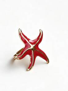 Fashion Mermaid Style Starfish French Vintage Ocean Aesthetic Sculptural Jewelry, Vibrant Colorful Vacation Style Open Ring, Premium Vacation Accessory - Starfish - View 6