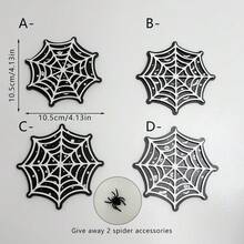 4/12/100pcs Set Tatakan Gelas Kayu Motif Jaring Laba-laba Gotik, Menampilkan Desain Jaring Laba-laba Hitam Putih Berlubang, Sempurna untuk Dekorasi Halloween di Rumah, Dapur, dan Bar. - MultiWarna - View 9
