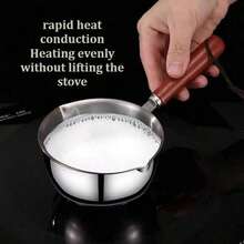 Stainless Steel Mini Soup Pot, Multifunctional Cooking Pot, Oil Splash Pot, Butter Pot, Household Hot Oil Special, Kitchen Oil Pouring And Burning Tool, Wooden Handle Hanging Rope Sauce, With Pouring Port - 500ML - View 4