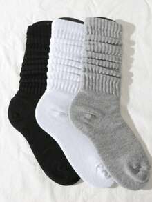 1/3/9 Pairs Fashion Women's Musella Bubble Socks With Thick Padding, Loose Mid-Calf Socks, Effortlessly Create Fashionable Street Style, Essential For Music Festivals And Wedding Season - Multicolor - View 3