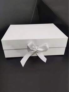 1pc White Gift Box, Size 9"X6.7"X2.8", Reusable, With Lid, Magnetic Closure, Rectangular Foldable, Suitable For Proposal Box, Wedding, Christmas, Halloween, Birthday Gift Packaging - Multicolor - View 3