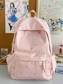 Colorful Bow Print Girls Backpack, Lightweight Student School Bag, Multifunctional Campus Backpack For Teen Girls, Suitable For Middle And High School - Multicolor - View 11